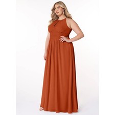 NWT Azazie Paprika Orange Halter Dress Plus 24 Wedding Guest Bridesmaid Gown