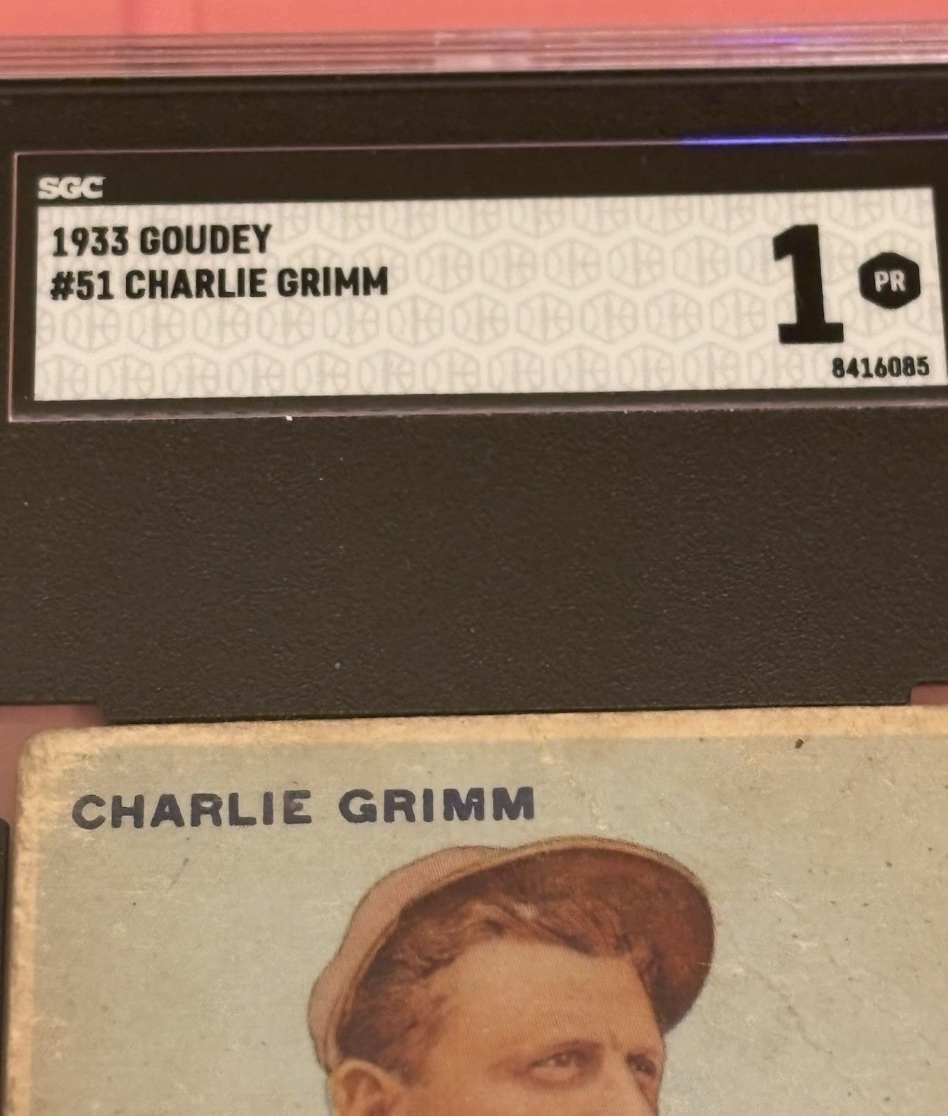 VINTAGE: 1933 Goudey Big League Chewing Gum #51 Charlie Grimm Cubs SGC 1 view 3