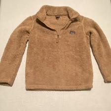 Patagonia Girls Large 12 Los Gatos 1/4 Zip Fleece Pullover Brown Tan EUC