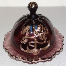 Tazón de mantequilla cubierto Northwood "Flor lágrima amatista" - 6-7/8" x 7-3/4"