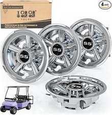 10L0L Golf Cart SS Wheel Covers Hub Caps for EZGO, Club Car, Yamaha - 8 Inch Sna