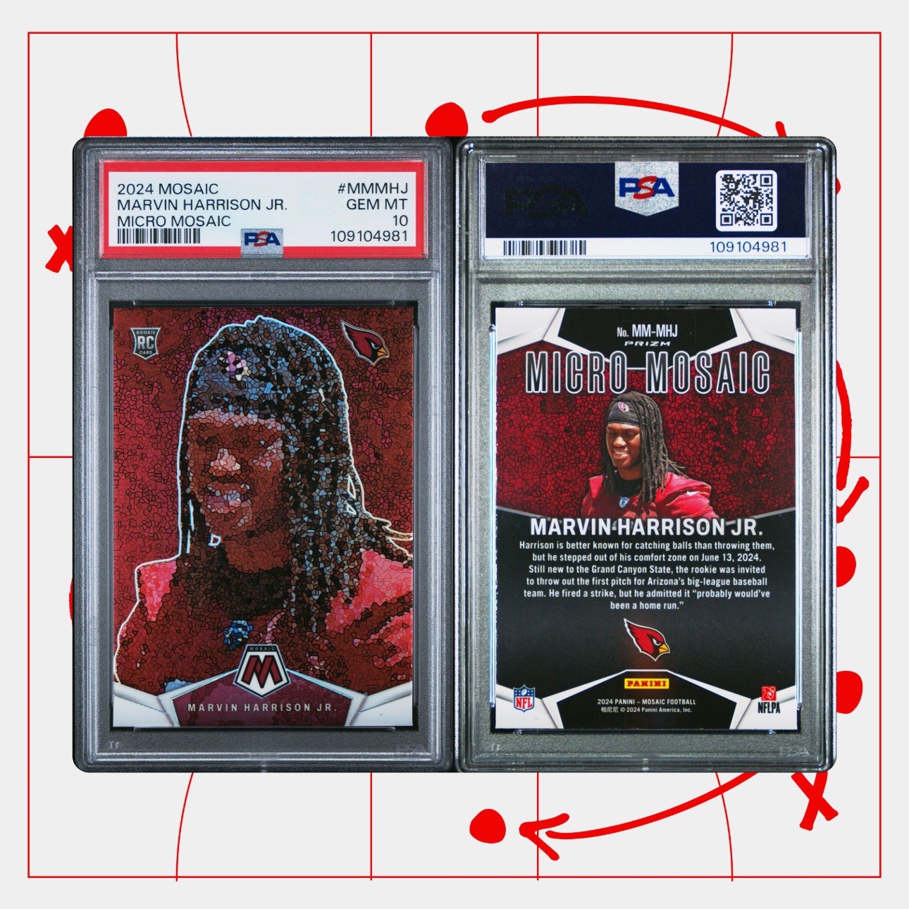 2024 Panini Mosaic MICRO MOSAIC Marvin Harrison Jr. #MMMHJ Rookie RC SSP PSA 10