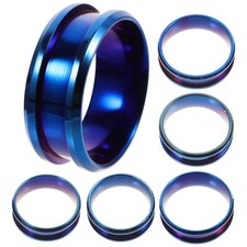  6 Pcs Decorative Rings Stainless Steel Blank for Jewelry Making Grooved Finger