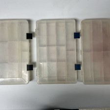 Plano, Bass Pro Tackle Box Lot 3 Clear Plastic Storage Containers Snap Shut
