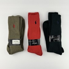 VTG Polo Ralph Lauren Size 10-13 Green Red Black Cotton Blend Dress Socks NWT