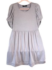 NWT Yiblock  Dress Womens Small Gray Babydoll Pockets Grunge Skater