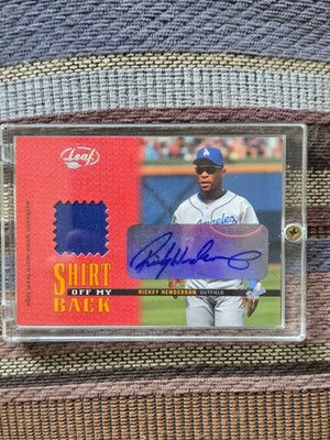 2003 Leaf Shirt off My Back Rickey Henderson Autograph # 1/5 PATCH Dodgers HOF