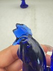 Pair Vintage Cobalt Blue Glass Rooster Figurines Set 2 Mid Century Statues 4.5" — photo 7