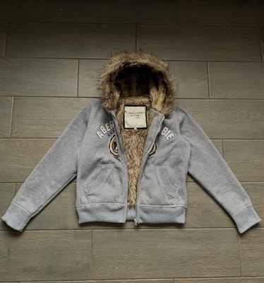 Vintage Y2K Abercrombie & Fitch Zip Hoodie Faux Fur Women's With