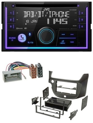 JVC MP3 USB 2DIN DAB Bluetooth CD Autoradio für Honda Jazz ab 09 matt schwarz