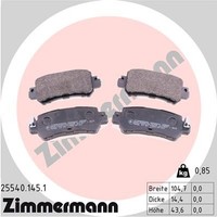 Hinterachse Zimmermann 25540.145.1 Bremsbelagsatz, Scheibenbremse FüR Mazda,Mazd