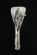 ANTIQUE STERLING SILVER POSY HOLDER PIN BROOCH FAIRY WITH FLUTE