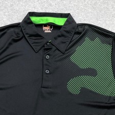 Puma Polo Shirt Men's Large Black Golf Performance Lightweight Big Logo Stretch