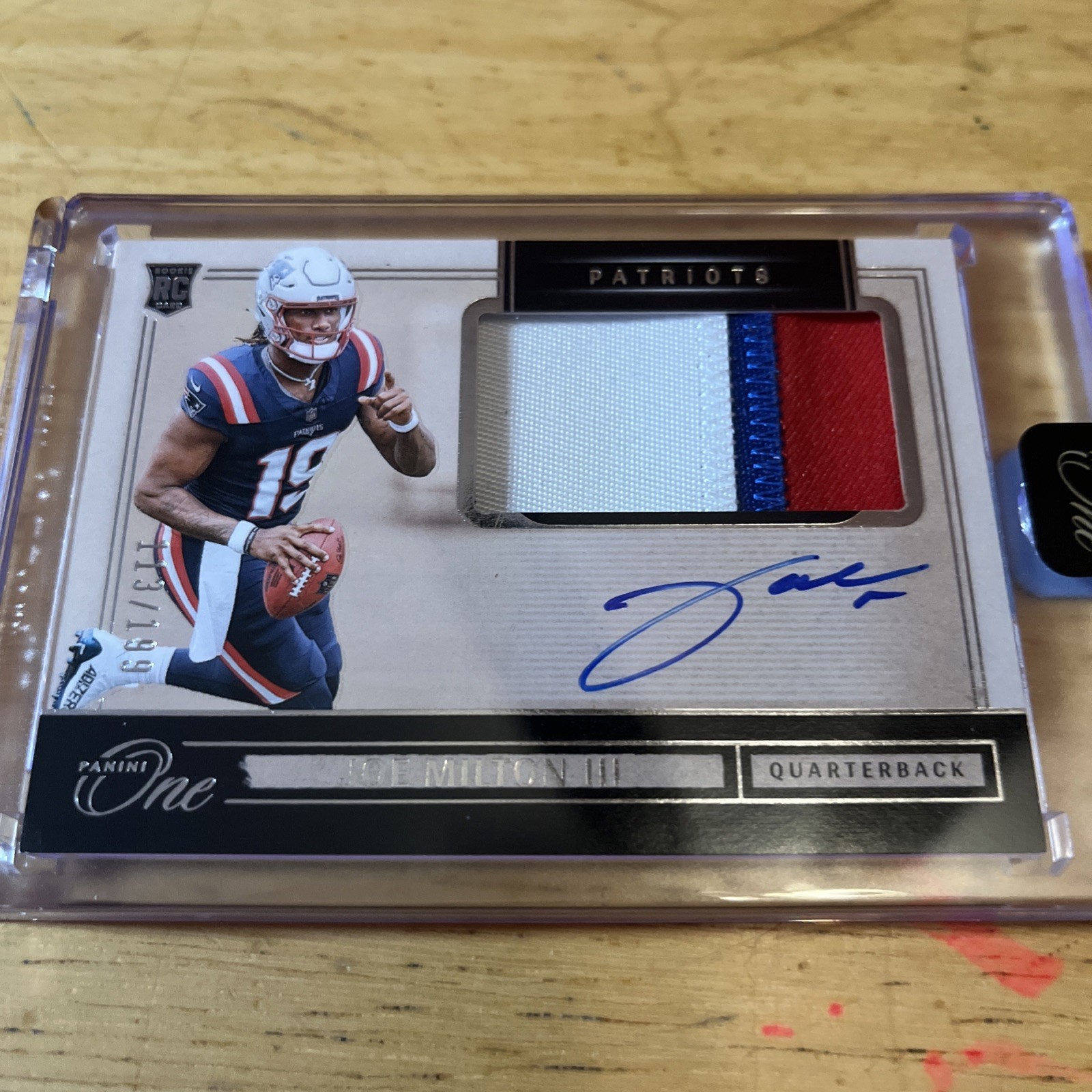 2024 Panini One 113/199 Joe Milton III #5 RPA Rookie Patch Auto RC