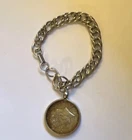 Vintage 1964 Kennedy Half Dollar Chain Link Bracelet Collectible 7”