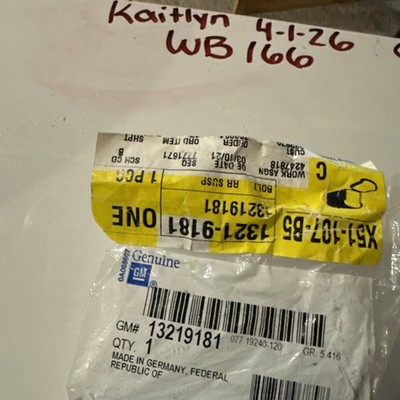 GM 13219181 OEM  Rear Suspension Component Link Rod Bolt, Sold Individually