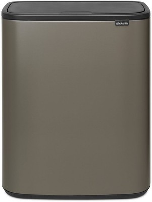 Brabantia Bo Touch Bin Mülleimer 2x 30 l   Soft Platinum 60 L Soft-Touch-Öffnung