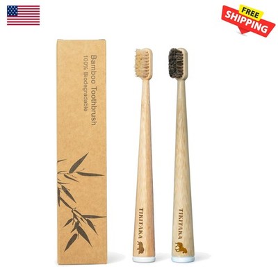 Eco-Friendly Bamboo Toothbrush Sampler - 2-Pack with Boar and Horse Bristles