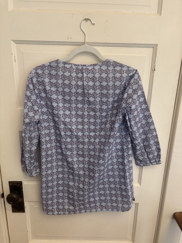 Crewcuts Girl’s Blue Floral Tunic 100% Cotton Pleated 3/4 Sleeves Size 16 - Picture 4 of 8