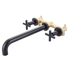Wall Mount Tub Filler: Oil Rubbed Bronze Bathtub Faucet Long Spout Reach 2 Cross