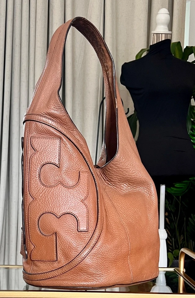 罕见宝石!! 正品 Tory Burch 骆驼 棕色系列 BOMBE HOBO 肩包 — 第 3/4 张图片