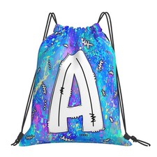 Drawstring Backpack Bag Sport Gym Sackpack Initial Blue Draw String Cinch Bag...