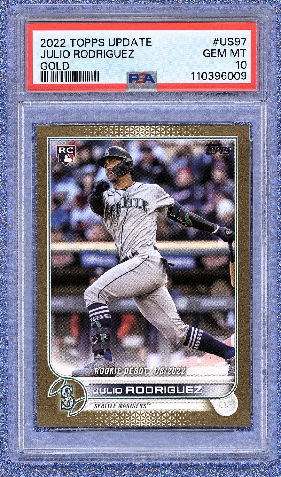 2022 Topps Update Gold # US97 Julio Rodriguez Seattle Mariners PSA 10 Gem Mint