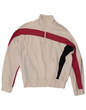 LEVI'S Womens Zip Neck Sweatshirt Jumper UK 14 Medium White Colourblock Y111