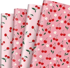 JarThenaAMCS 8 Sheet Cherry Wrapping Paper -Not Roll- Pink 