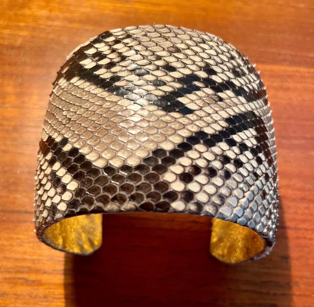 Ted Rossi Exotic Genuine Python Large Cuff Bracel… - image 1