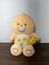 Care Bear Orange Friend Flower Power Plush Toy with Star 2003 Vintage, 13-inch