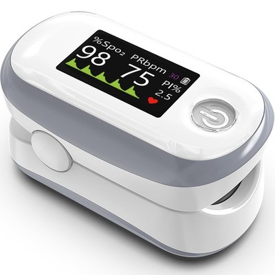 Pulse Oximeter, 4 Color OLED Display Oxygen Monitor Fingertip with 20 × Memor...