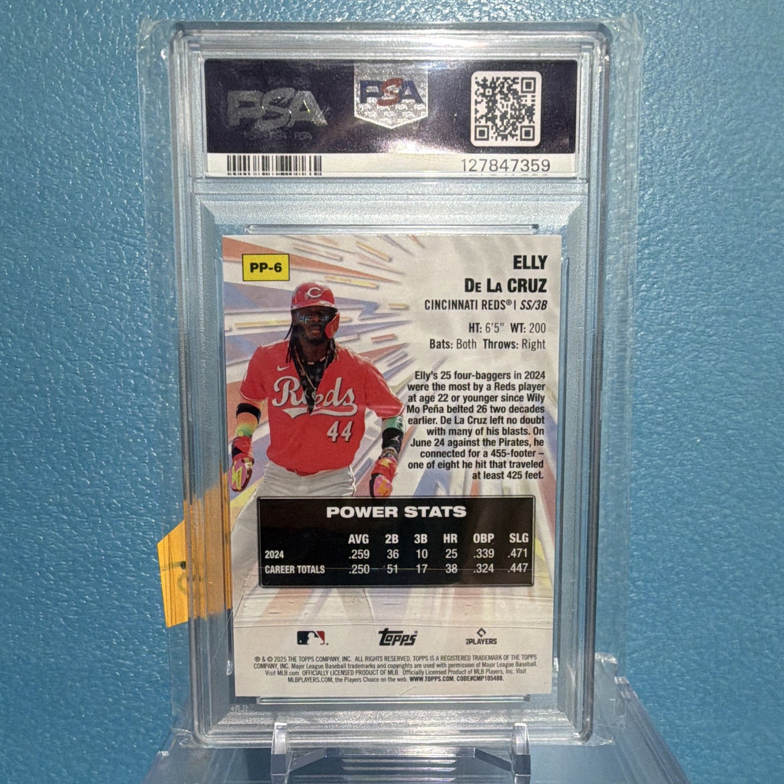 Elly De La Cruz Topps 2025 Celebration Power Players #PP-6 PSA 10 Reds view 2