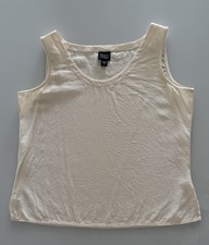 Eileen Fisher Women  s 100 Silk Ivory Scoop Neck Sleeveless Tank Top - Size S