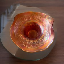 Vintage (1911) Fenton Blackberry Spray Marigold Carnival Glass Hat Vase