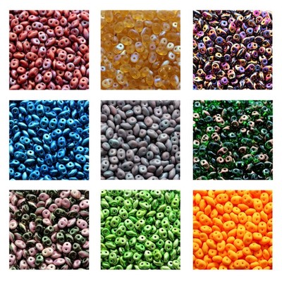 Matubo Superduo  Pressed Beads Czech Glass 2.5x5mm Size 22.5g Tube viel Farben