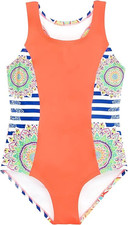 Color Fingers Sleeveless Girl Swimsuit As Shown, 10