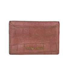 EGA MIU MIU Logo Leather Card Case Pink/9CD0226