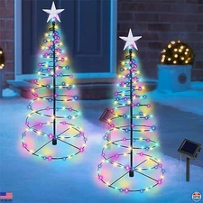 Dynaming 2-Pack 26" Solar Multicolor Spiral Christmas Trees - Waterproof Decor