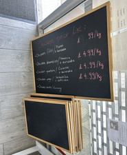 Wood Framed Wall-Mounted Rectangle Blackboard Chalkboard, Black/Brown