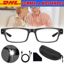 Lese Lupenbrille 300% Vergrößerungsbrille mit 2 LED Licht, Brille mit Lupe USB