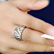 Mens Vintage Magician Playing Card Rings Ladies Punk Square Jewelry