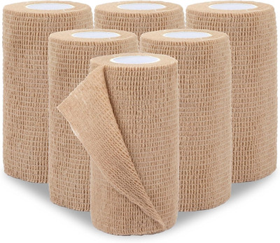 BEVTEE Self Adhesive Bandage Wrap 6 Pack, 4'' X 5 Yards Elastic Medical Coban Wra