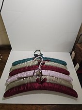 Padded Satin Fabric Covered Hangers Lot Of 6 Mixed Colors