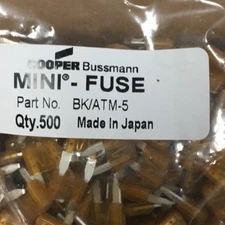 500 NEW SEALED BAG COOPER BUSSMANN BK/ATM-5 MINI-FUSE BLADE 5A 32V