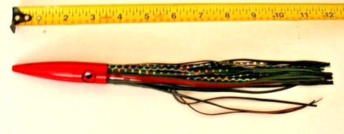 WAHOO 12" High Speed Bullet Head Trolling Fishing Lure Saltwater Dart Red Black