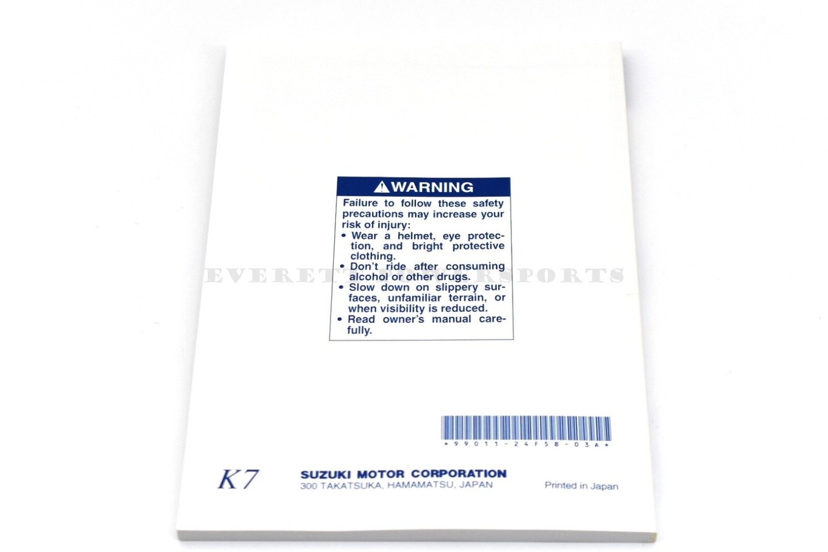 Owners Manual GSX1300R Hayabusa 2007 OEM Suzuki Maintenance