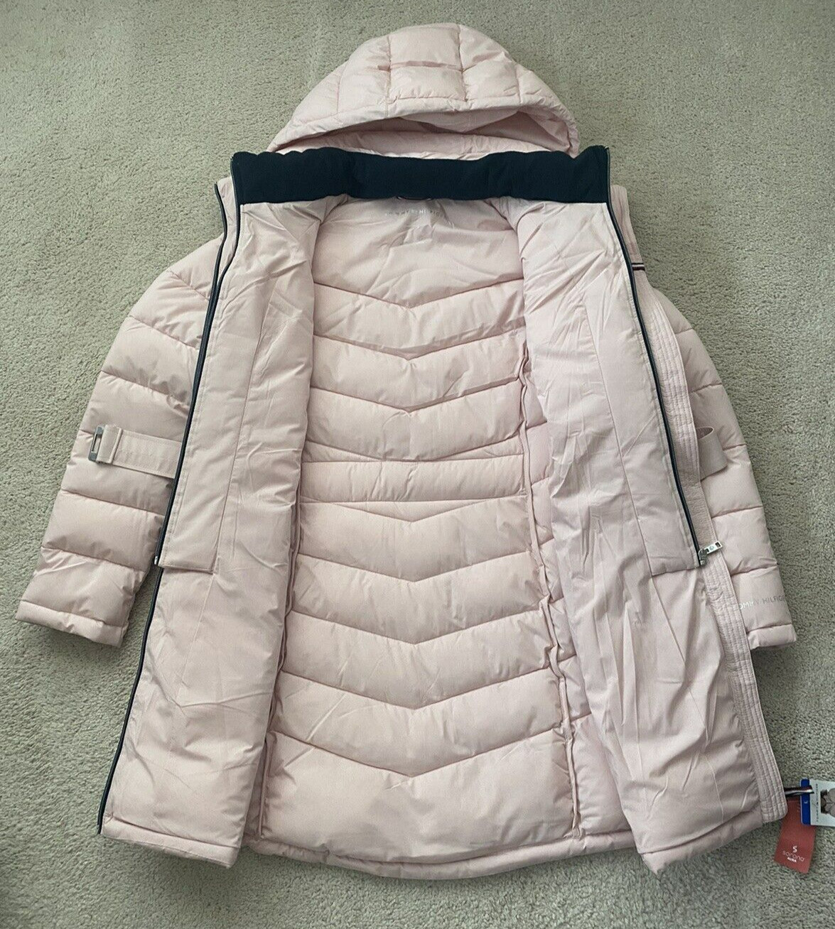 NWT Tommy Hilfiger Ladies' Belted Puffer Pink  Jacket  Size L image 6