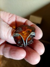 Baltic Amber Ring In Sterling