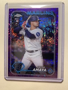 2024 Topps Chrome JACOB AMAYA Rookie Purple Speckle /299 MIA MARLINS #92 RC